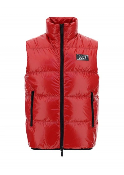 Dsquared2 D-squared2 Man's Shiny Red Nylon Vest With  Logo