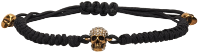 Alexander Mcqueen Black Pavé Skull Friendship Bracelet