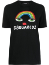Dsquared2 Rainbow Logo Cotton T-shirt In Nero