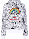 DSQUARED2 MULTIcolourED UMBRELLA SKETCH PRINT HOODIE