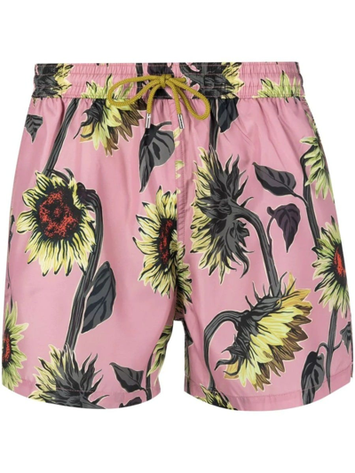 Paul Smith Sunflower Print Pink Swim Shorts