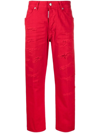 DSQUARED2 LOGO PATCH RED STRAIGHT LEG JEANS