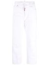 DSQUARED2 LOGO PATCH WHITE STRAIGHT LEG JEANS