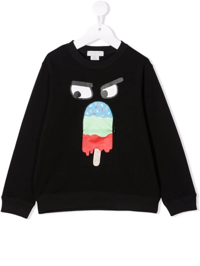 Stella Mccartney Kids' Ice Lolly-print Fleece Sweatshirt In Black
