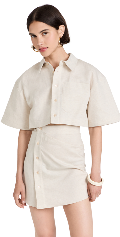 Jacquemus La Robe Arles Cut-out Cotton And Linen-blend Mini Dress In Beige