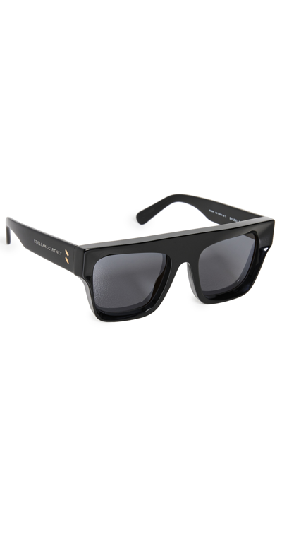 Stella Mccartney Square Sunglasses In Shiny Black/smoke