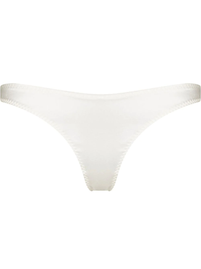 Fleur Du Mal Luxe Satin Thong Brief In Ivory