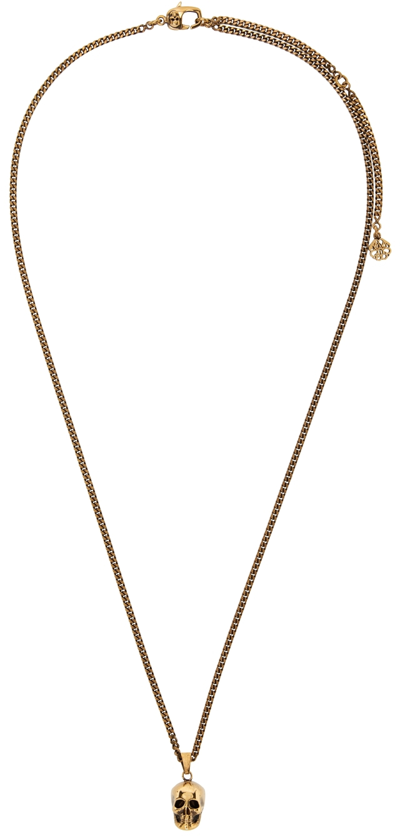 Alexander Mcqueen Gold Skull Necklace In 0448 A.gold