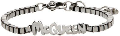 Alexander Mcqueen Silver Logo Necklace In 0446 A.silver