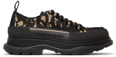 Alexander Mcqueen Mcqueen Graffiti Tread Slick Lace-up Sneakers In Black