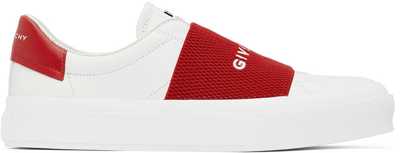 Givenchy White & Red City Sport Low-top Sneakers In White Red