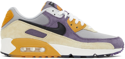 Nike Air Max 90 Nrg Suede And Leather-trimmed Mesh Sneakers In Tan/purple
