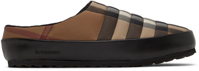 Burberry Stylish Check Fabric Slippers For Men In Marrón