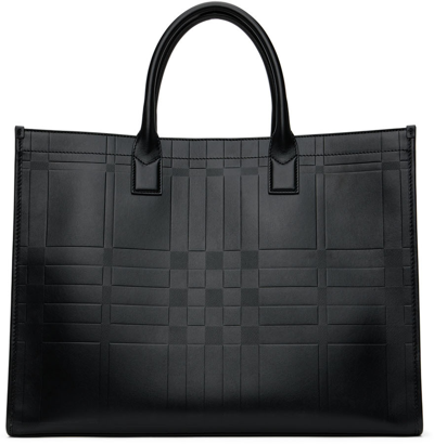 Burberry Black Embossed Check Tote