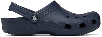 Crocs Navy Classic Lined Clogs In 459 Navy/charcoal