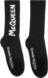 Alexander Mcqueen Black Socks With Graffiti Logo Print In Black/ivory