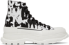 Alexander Mcqueen Tread Slick Mcqueen Graffiti Boots In White In 9356 Wh/of.wh/blk/wh