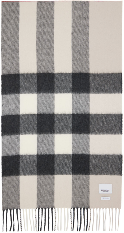 Burberry Gray & White Check Scarf In Multicolor