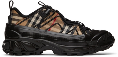 Burberry Arthur Checked Cotton-canvas Mid-top Trainers In Multi-colored