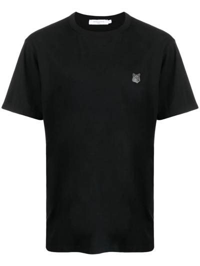 Maison Kitsuné Logo Patch Short-sleeve T-shirt In Black