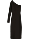 Victoria Beckham Vb Body Black One-shoulder Stretch-knit Midi Dress