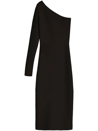 Victoria Beckham Vb Body Black One-shoulder Stretch-knit Midi Dress In Nero