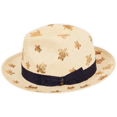 Vilebrequin X Borsalino Turtle Print Straw Hat In Beige