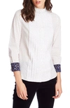 COURT & ROWE COURT & ROWE HERITAGE FOULARD PLEATED BUTTON-UP COTTON SHIRT
