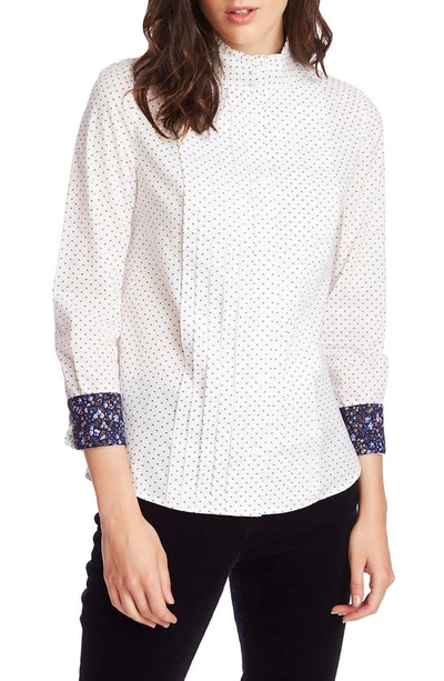 Court & Rowe Heritage Foulard Pleated Button-up Cotton Shirt In Ultra White