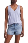 Madewell Whisper Shout Cotton V-neck Tank In Dusk Peri