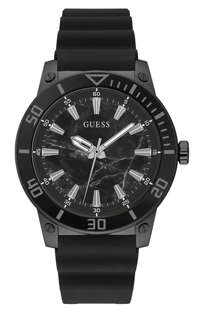 Guess Analog Silicone Strap Watch, 46mm In Black