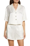 Lunya Washable Silk Button-up Short Pajamas In Tranquil White