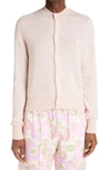 Acne Studios Keva Logo-patch Wool Cardigan In Faded Pink Melange