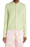 Acne Studios Keva Face Patch Wool Cardigan In Green