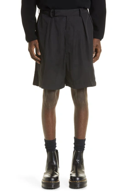Raf Simons Pleated Wide-fit Mini Shorts In Black