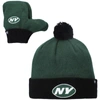 47 TODDLER '47 GREEN/BLACK NEW YORK JETS BAM BAM CUFFED KNIT HAT WITH POM AND MITTENS SET