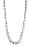 Nadri Freya Deco Cubic Zirconia & Pave Bead Collar Necklace In Rhodium Plated, 16 In Silver