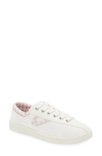 Tretorn Nylite Plus Canvas Sneakers In White/pink Gingham