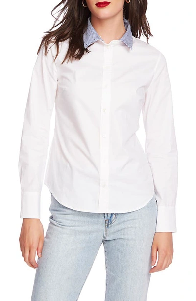 Court & Rowe Convertible Collar Poplin Shirt In Ultra White