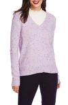 Court & Rowe Nep Flecked V-neck Sweater In True Violet