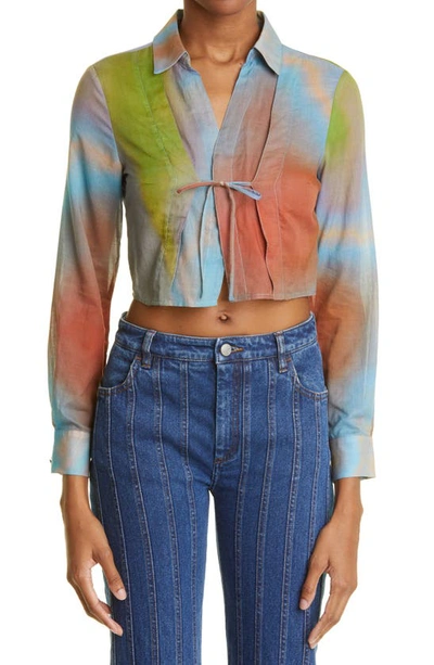 Paloma Wool Carolee Tie Front Organic Cotton Crop Top In Light