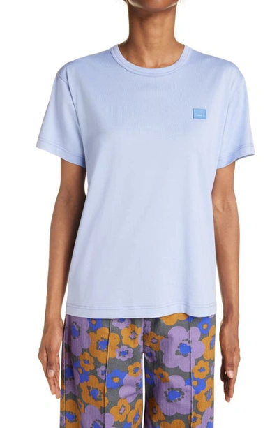 Acne Studios Nash Face Patch Unisex T-shirt In Pink &amp; Purple