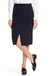 Court & Rowe Front Slit Crepe Pencil Skirt In Blue Night