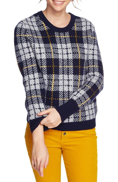 Court & Rowe Cozy Bouclé Plaid Sweater In Bright Gold