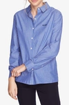 Court & Rowe Preppy Embroidered Stripe Shirt In Blue Night