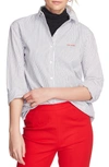 Court & Rowe Preppy Embroidered Stripe Shirt In Ultra White
