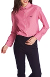 Court & Rowe Preppy Embroidered Stripe Shirt In Pink Obsession