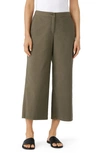 Eileen Fisher Wide Leg Crop Pants In Olive