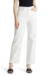 Ag Knoxx Distressed High Waist Boyfriend Jeans In Authentic White Destructed