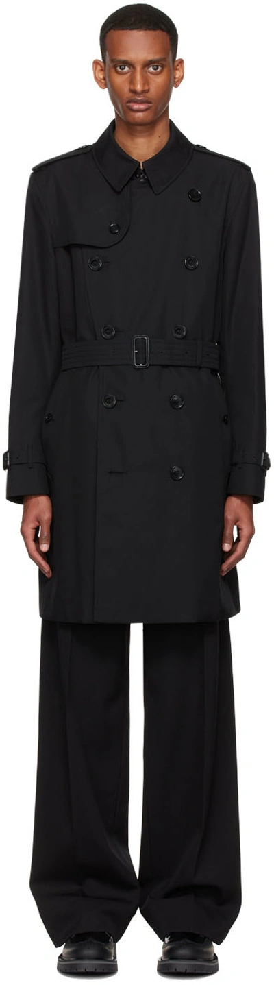 Burberry Black Kensington Heritage Trench Coat